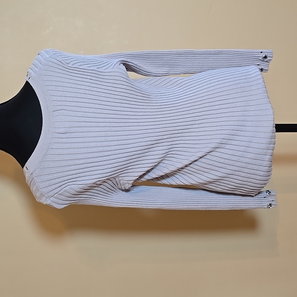 Lane Bryant Ribbed Beige Sweater With Metalic Accents 14/16 - Picture 5 of 5